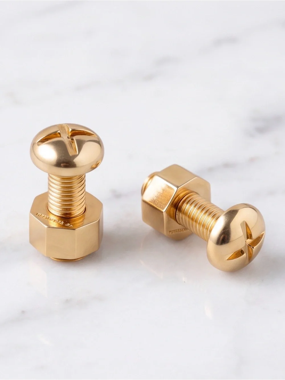 Brass Screw Cufflink - Polished Gold Tone